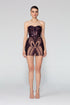 Heart Neck Symmetric Patterned Mini Dress